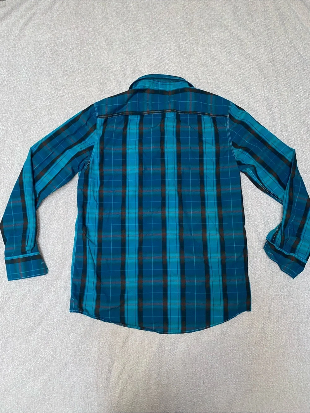 American Rag Cie Men’s Plaid Button Down Shirt Blue Teal Size Medium 100% Cotton